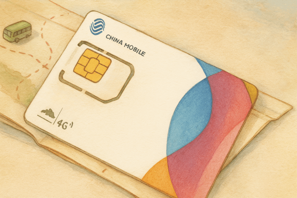 SIM Card on a Travel Map