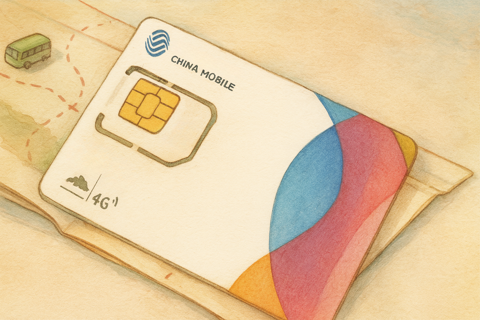 SIM Card on a Travel Map