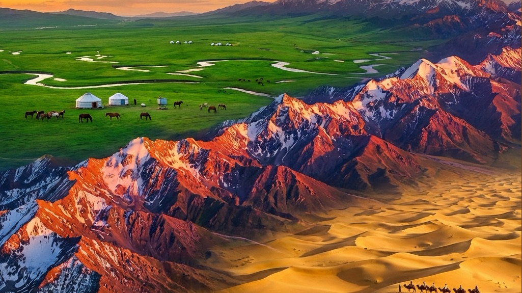 天山山脈分隔南北疆的壯麗全景