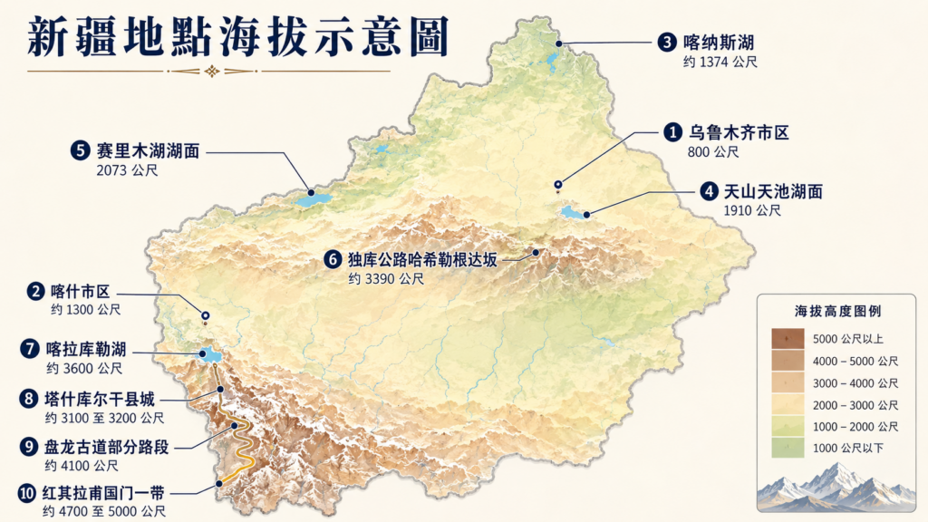 新疆地點海拔