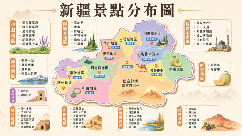 新疆景点分布图封面